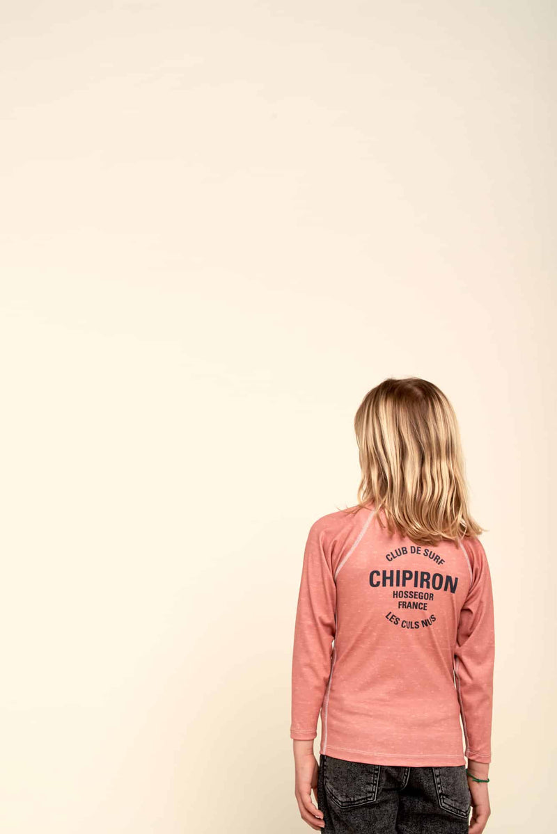 lycra enfant anti-uv manches longues corail chipiron surf club hossegor dos