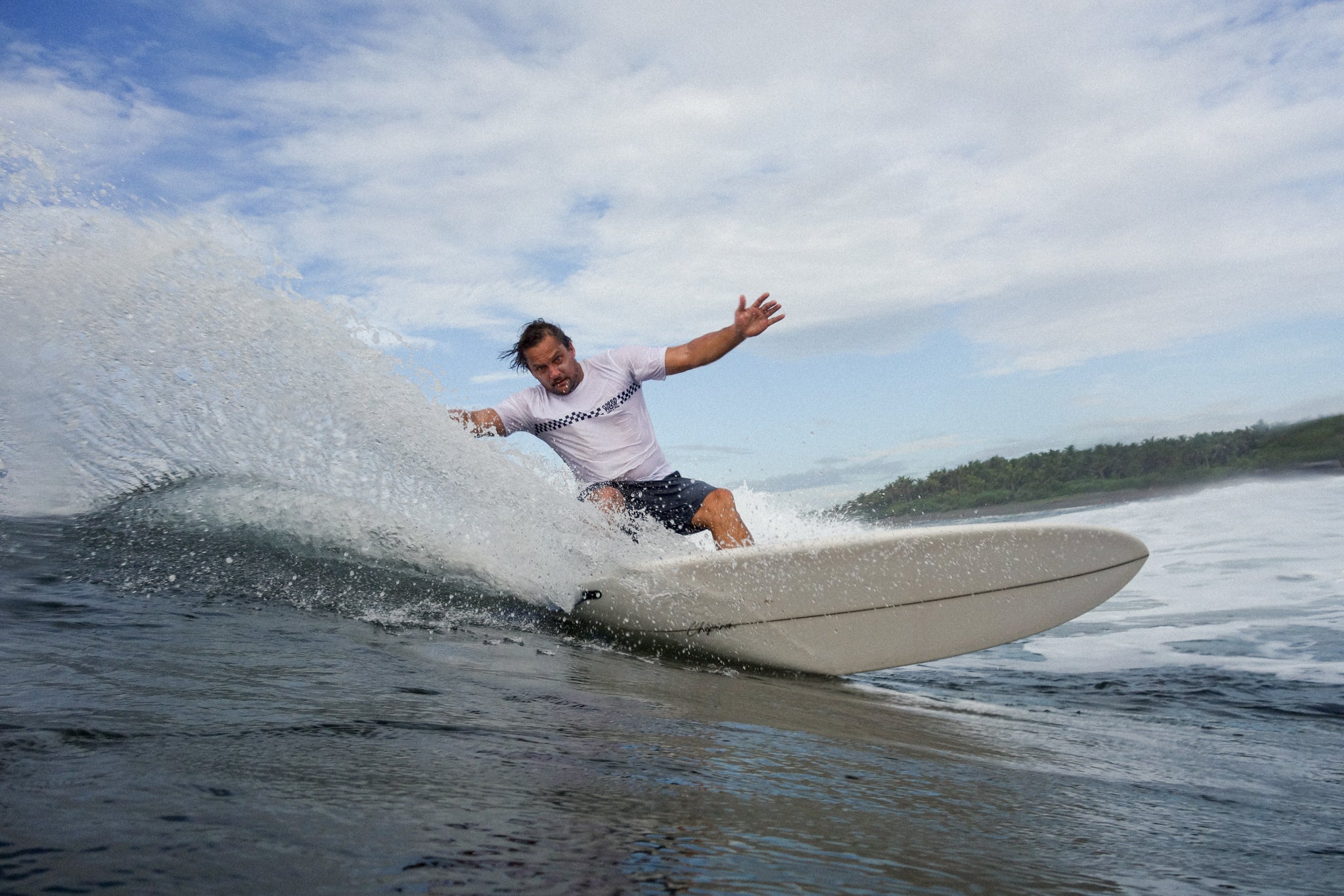 Surf tee anti UV Wheels &amp; Waves white