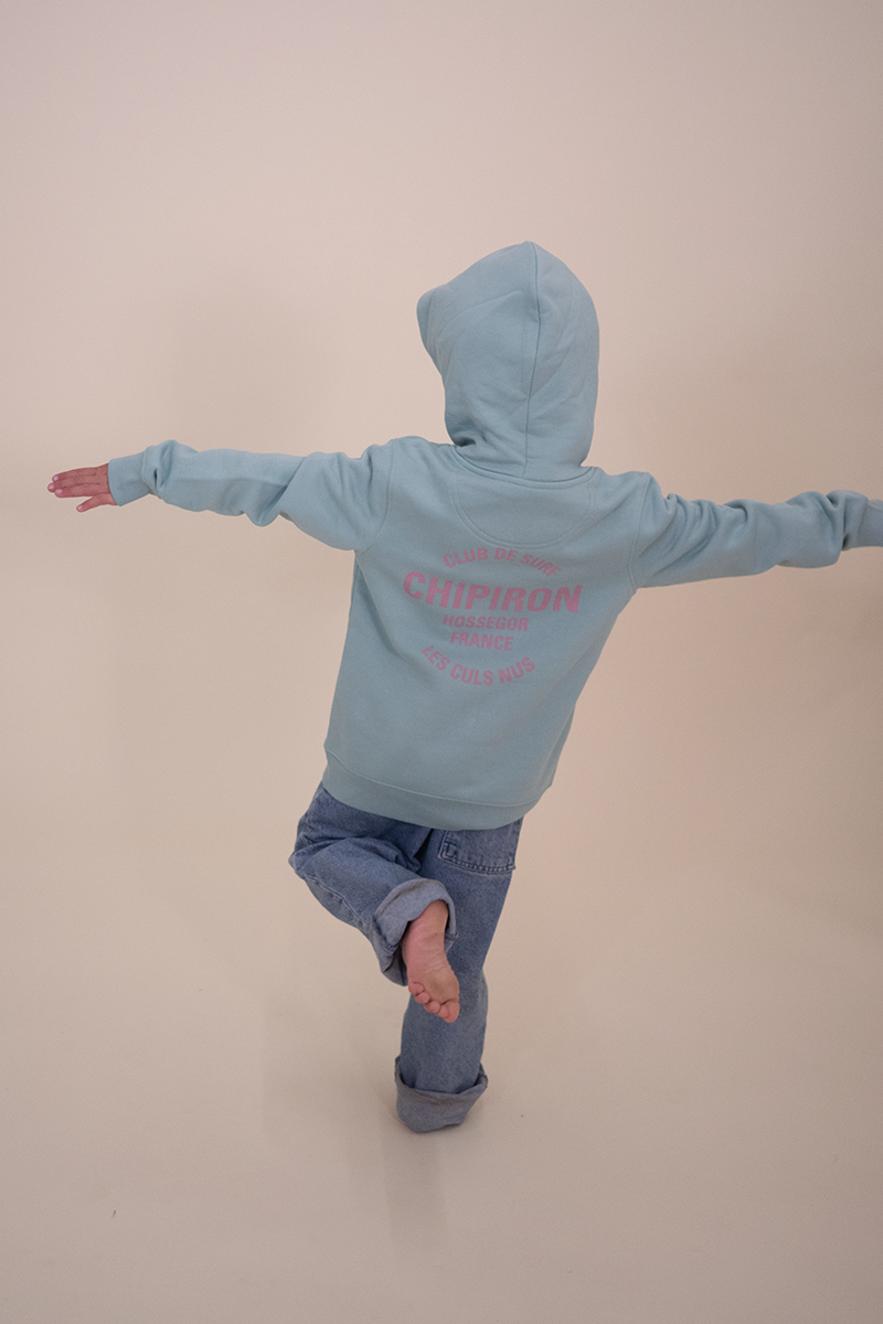 Sweat à capuche enfant vert d’eau Club de surf