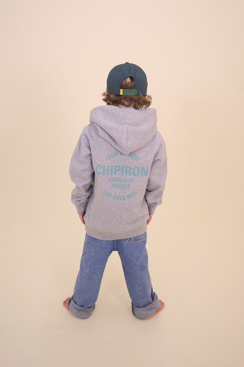 Sweat à capuche enfant gris chiné Club de surf