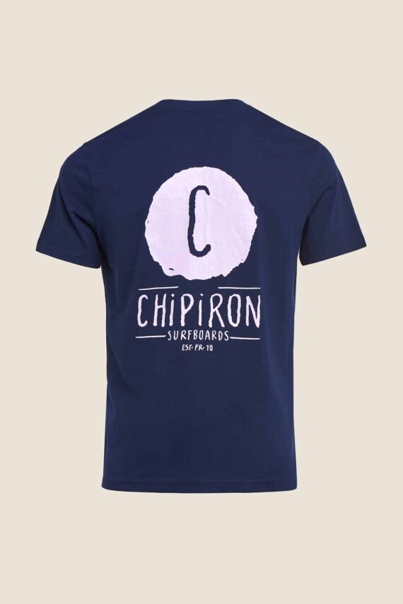 T-shirt logo backprint bleu marine SS22 Chipiron Surfboards Hossegor